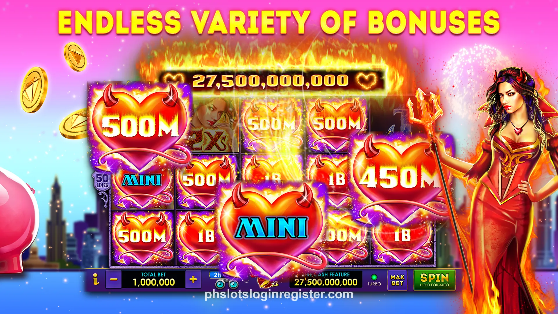 Slot game mobile interface